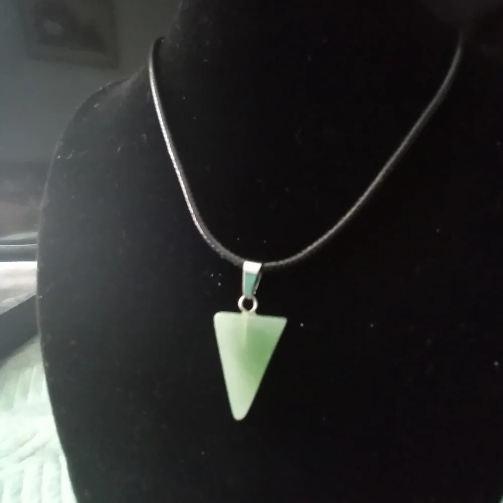 Green Aventurine triangle pendant necklace